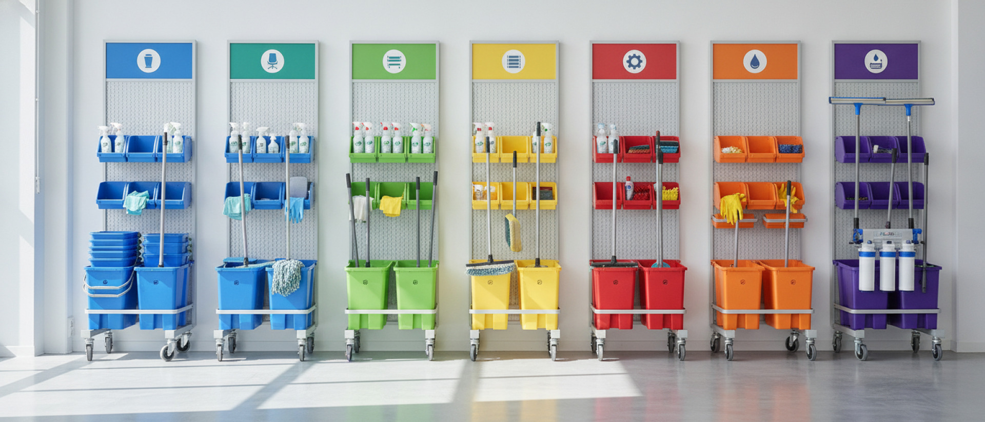 6 tips om je industriële schoonmaakmateriaal per zone herkenbaar te houden.