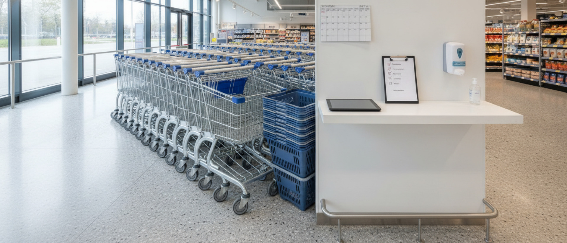 Hoe leg je de reiniging van winkelmandjes en winkelwagens vast?